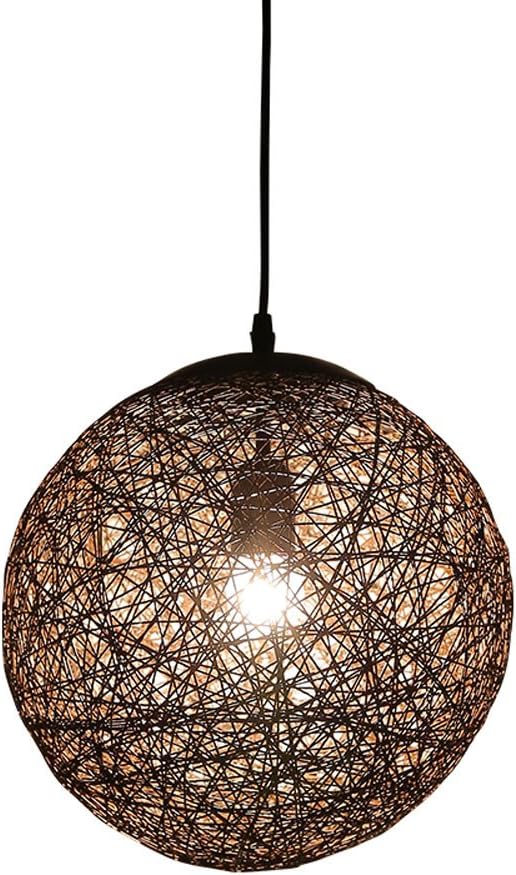 Single Head Round Ball Rope Chandelier Personality Cetin Ceiling Pendant Lamp Decoration Bar Restaurant Living Room Creative Suspension Light Hanging Lamp (Color : Dark grey-40cm)