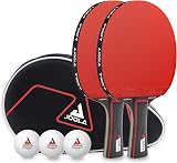 JOOLA Duo PRO Table Tennis Set 2 Bats 3 Balls with Cover Red Black 6 Pieces