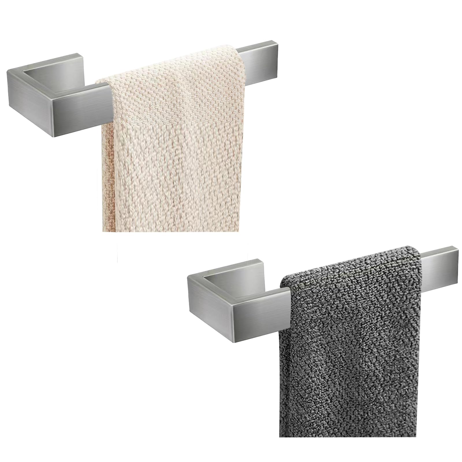 Photo 1 of JOPOFI 8 inch Hand Towel Holder - Thicken SUS 304 Stainless Steel Towel Holder for Bathroom Wall, Rectangular Modern Design Towel Ring, Contemporary Hand Towel Rack - Brushed Nickel?2 Piece?
