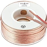Kinter Cable 100ft 16-Gauge Audio Stereo Speaker Wire Cable, 100 Feet, 30.48 Meters, 2 Conductor, Polarity Marked, Flexible C