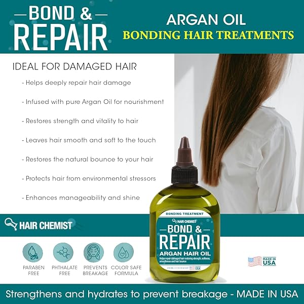 HAIR CHEMIST BOND & REPAIR ARGAN OIL – BONDING TREATMENT FOR DAMAGED HAIR, 7.1 OUNCES