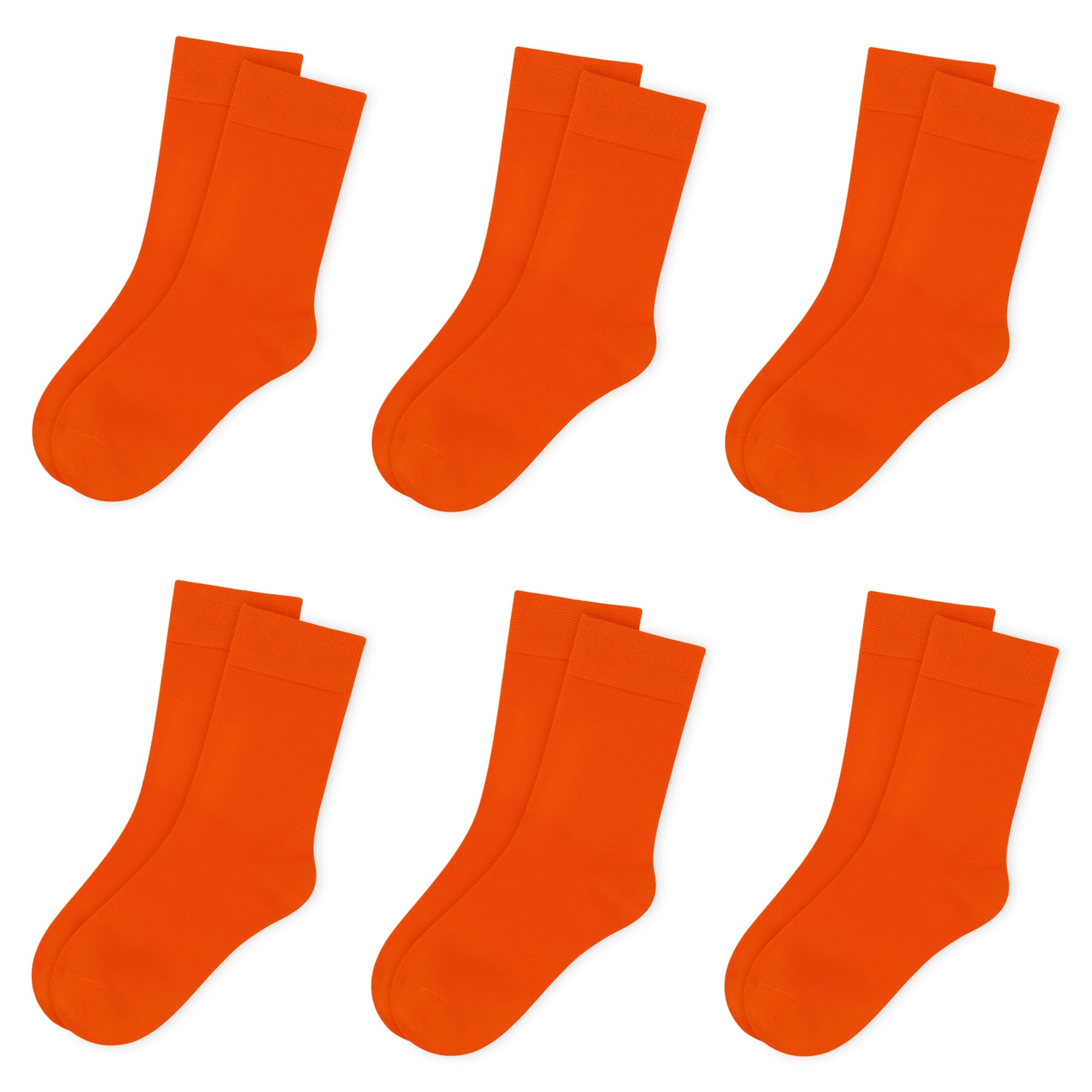 Photo 1 of SIPCOLOR Kids Thin Crew Socks Viscose Bamboo Colorful Breathable Socks for Boy Girl Funny Solid Dress School Uniform 6 Pairs (US, Alpha, Small, Regular, Orange)