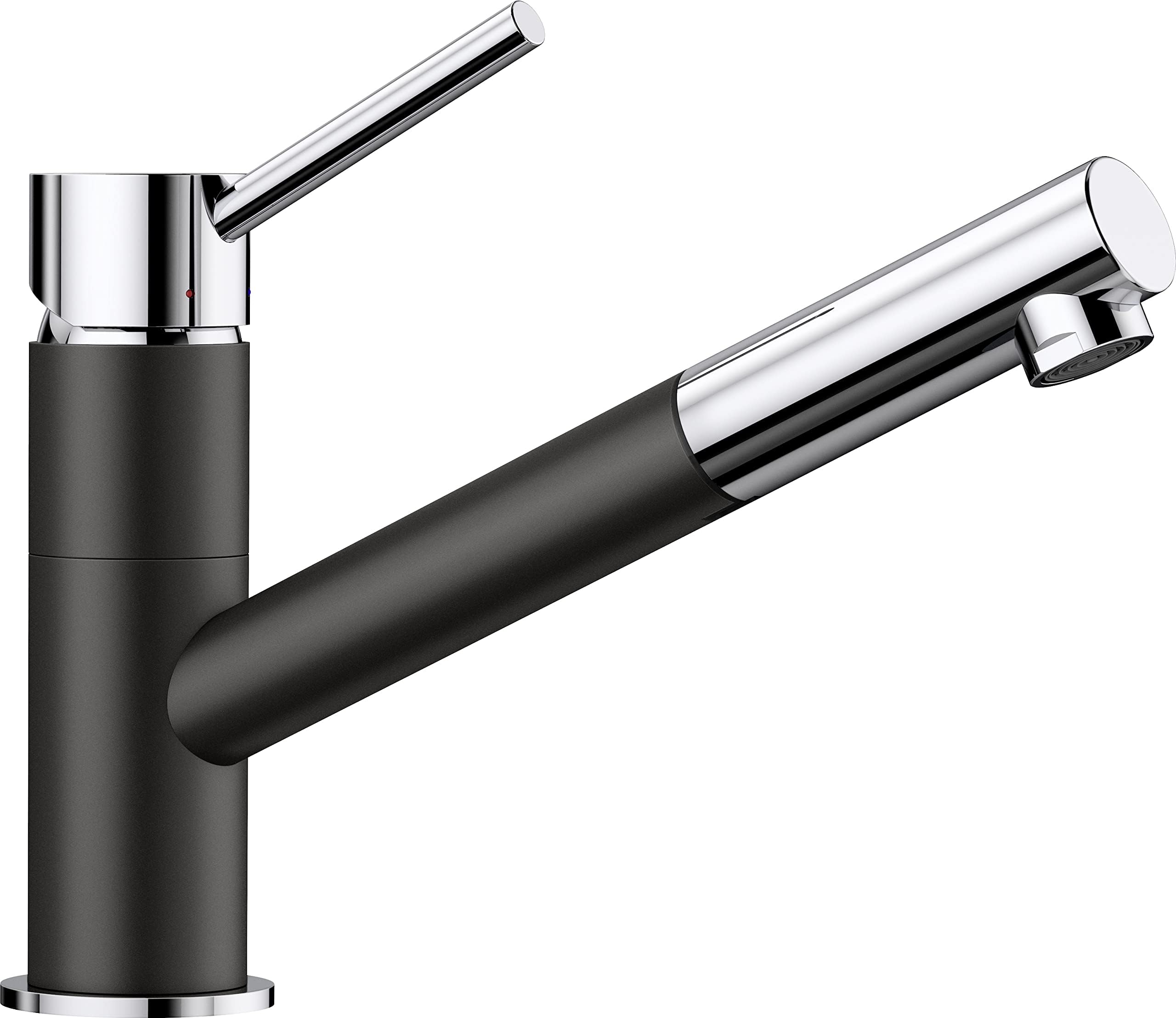 BLANCO Kano-S | Kitchen Mixer tap in silgranit Black/Chrome | High-Pressure | with Pull-Out Hose | Non-Return Valve | Ceramic Cartridge | Assured Water Quality & Water-Saving | [5.5x24.6x19.1 cm]