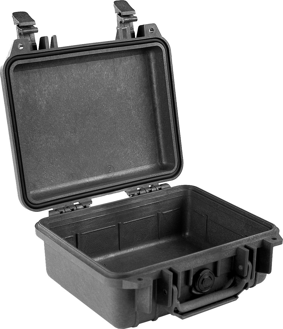 PELI 1200 Impact Resistant Protector Case for Electronics and Cameras, IP67 Watertight and Dustproof, 12L Capacity, Made in US, No Foam, Black