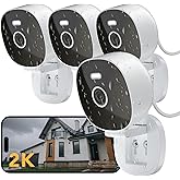 FAMVIVA 2K Security Camera, Outdoor/Indoor for Home, Pet, Baby, Nanny, IP65 Waterproof Color Night Vision, White Light & Siren, Recording, Motion Detection, Compatible with Alexa, White-4P