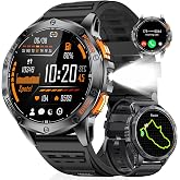 LIGE GPS Smart Watch for Men, 1.43'' AMOLED Always on Display, LED Flashlight/Compass/45 Days Battery/IP68 Waterproof Smartwatch, 100+ Sport Mode, Rugged Smart Watches for Android iOS