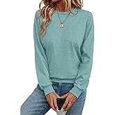 Syellowafter Womens Long Sleeve Shirts Crewneck Fall Tops Casual Loose Fit Basic Pullover Top