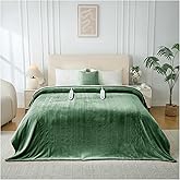 LunaHush Electric Heated Blanket Queen Size, Dual Control Fast Heating Sherpa Blanket, 8 Heating Levels & 10 Hours Auto Off, Machine Washable with ETL & FCC Certified, Green