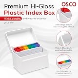 Osco Small White Hi-Gloss Plastic Index Box A to Z Dividers 100 Note Cards view 2
