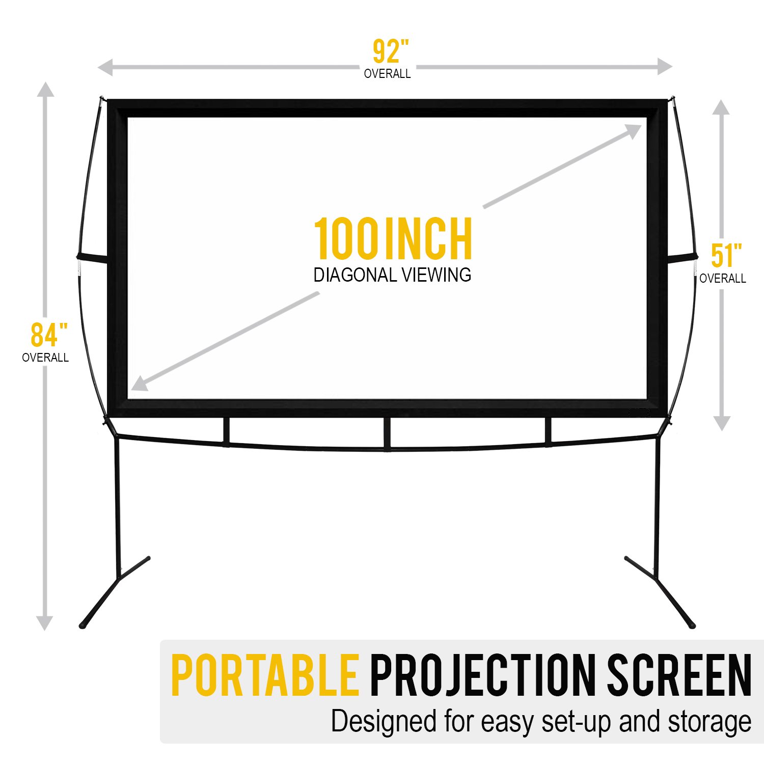 Jumbo 100 Inch 169 Portable Outdoor and Indoor Theater Projector Screen with eBay