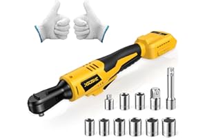 XGOBHC 3/8 Inch Cordless Ratchet Wrench for DeWalt 20V Max Battery - 75Ft-Lbs Brushless Motor Electric Ratchet Set with 0-300RPM Variable Speed, 8 Sockets, 3/8" and 1/4" Adapters,3" Extension Bar (Tool Only)