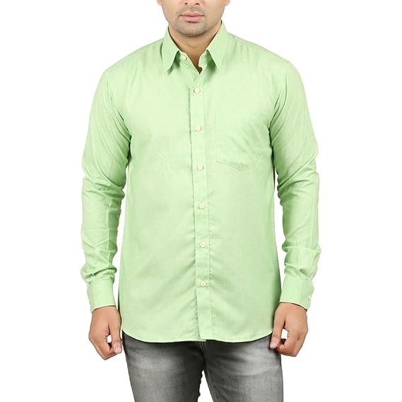 Buy Leaflime Men's Full sleeve Formal Light Green color Shirt at Amazon.in