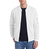 Decrum Bomber Jacket Men - Fashion Solid Color Casual Jackets for Men | Polyester Lining, Ribbed Collar &amp; Cuffs, Full Front Zipper Closure, Comfortable Fabric