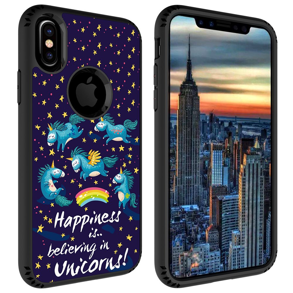 iPhone X Case, MagicSky Shockproof Slim Corner Protection with Resilient Shock Absorption Rubber Protective Case Cover for Apple iPhoneX - Unicorns