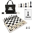 WE Games Best Value Tournament Chess Set - Includes 34 Chess Pieces, Roll Up Vinyl Chess Board, Chess Pieces, Chess Bag and Equalizer Dice, Travel Chess Sets for Adults