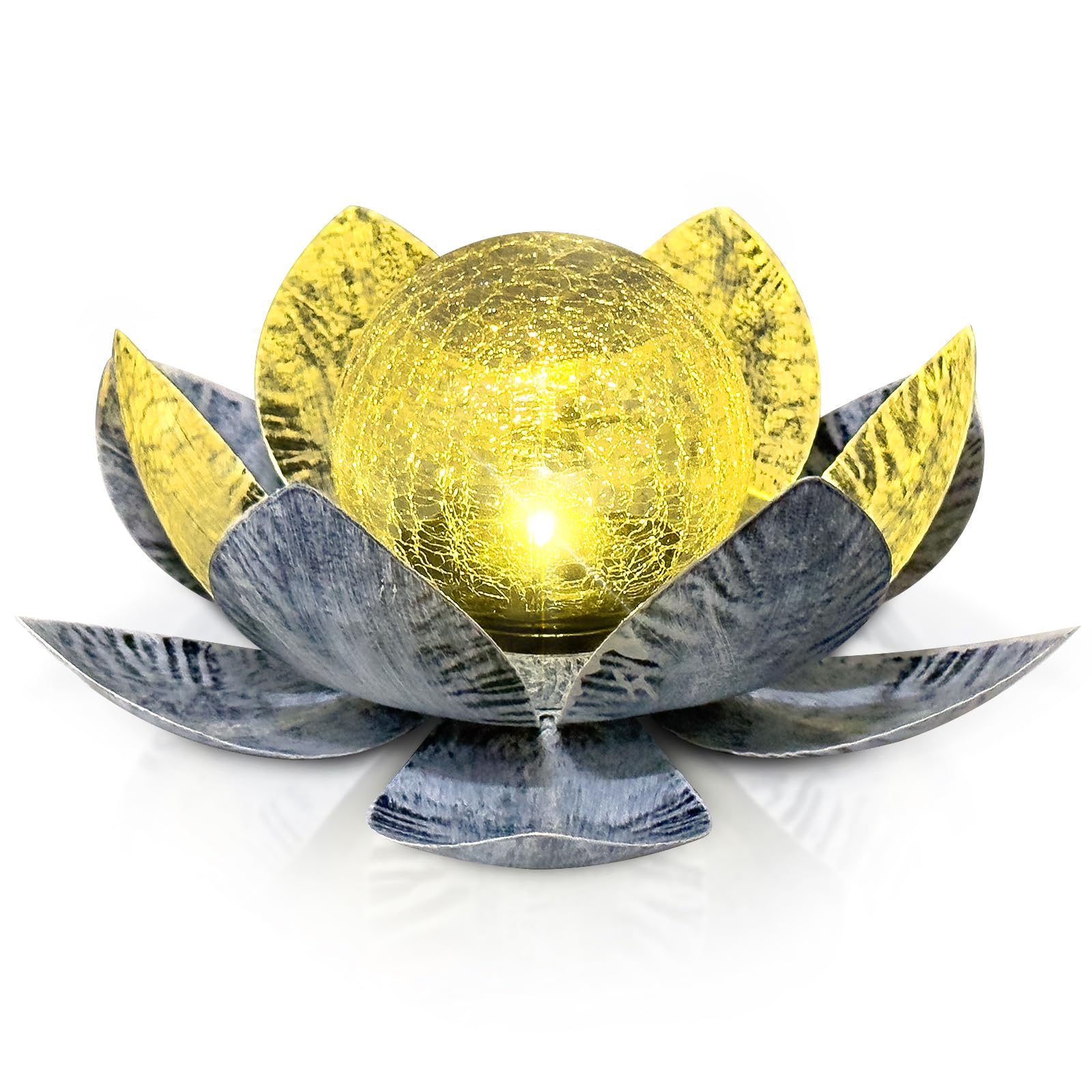 Solar lamp outdoor garden decoration, garden decoration, waterproof solar lotus flower lamp garden decoration, crack glass ball decoration, solar lamp outdoor, solar lights garden for gardens, lawns,
