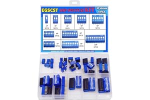 EGSCST 41PCS 10 Values Double Row Blue Dip Switch Assortment Kit 1 2 3 4 5 6 7 8 9 10 Position 2.54mm PCB Mountable On Off Slide Type Toggle DIC Breadboard Switches for Circuit Breadboards