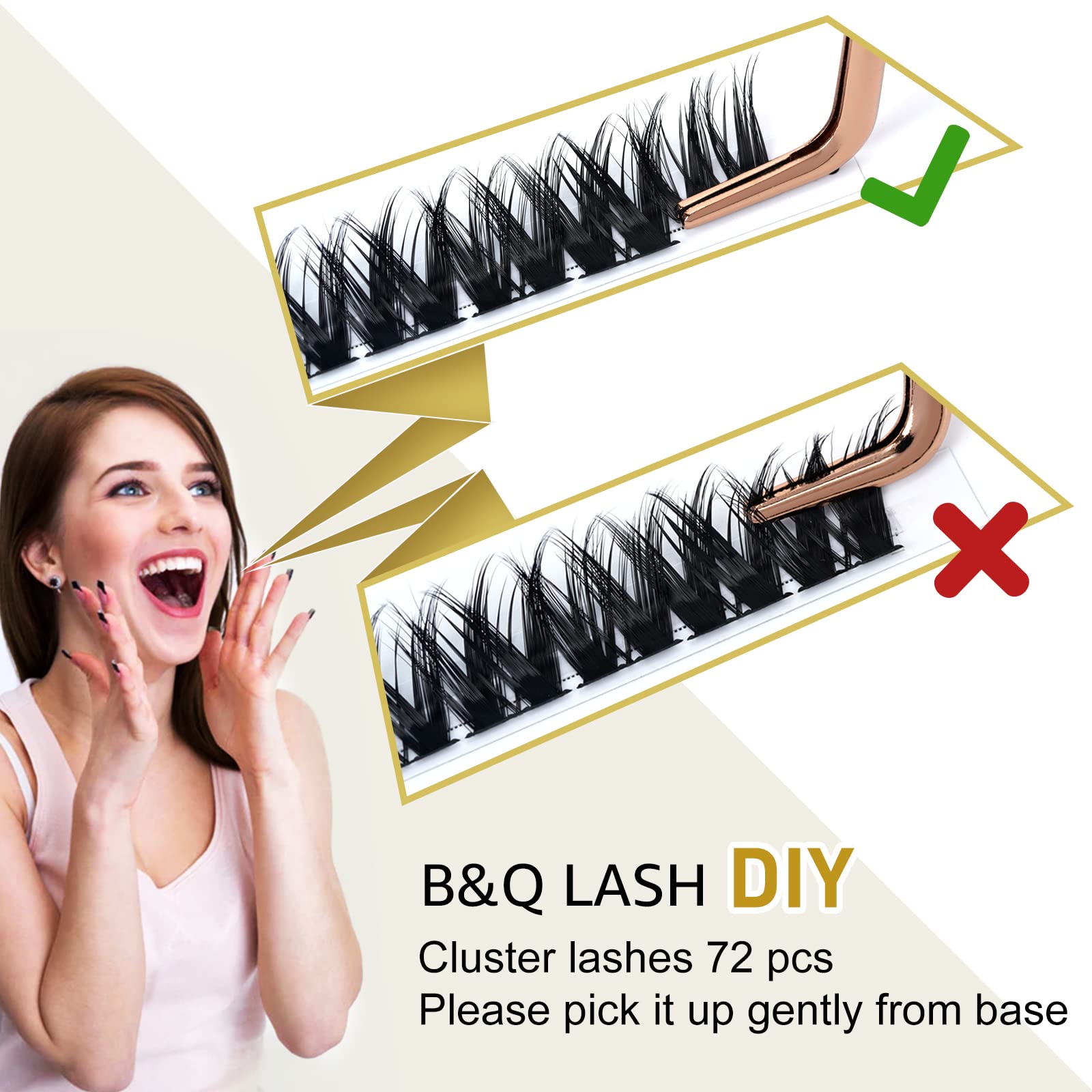 Lash Clusters D Curl 10mm Cluster Lashes 72 Pcs B&Q