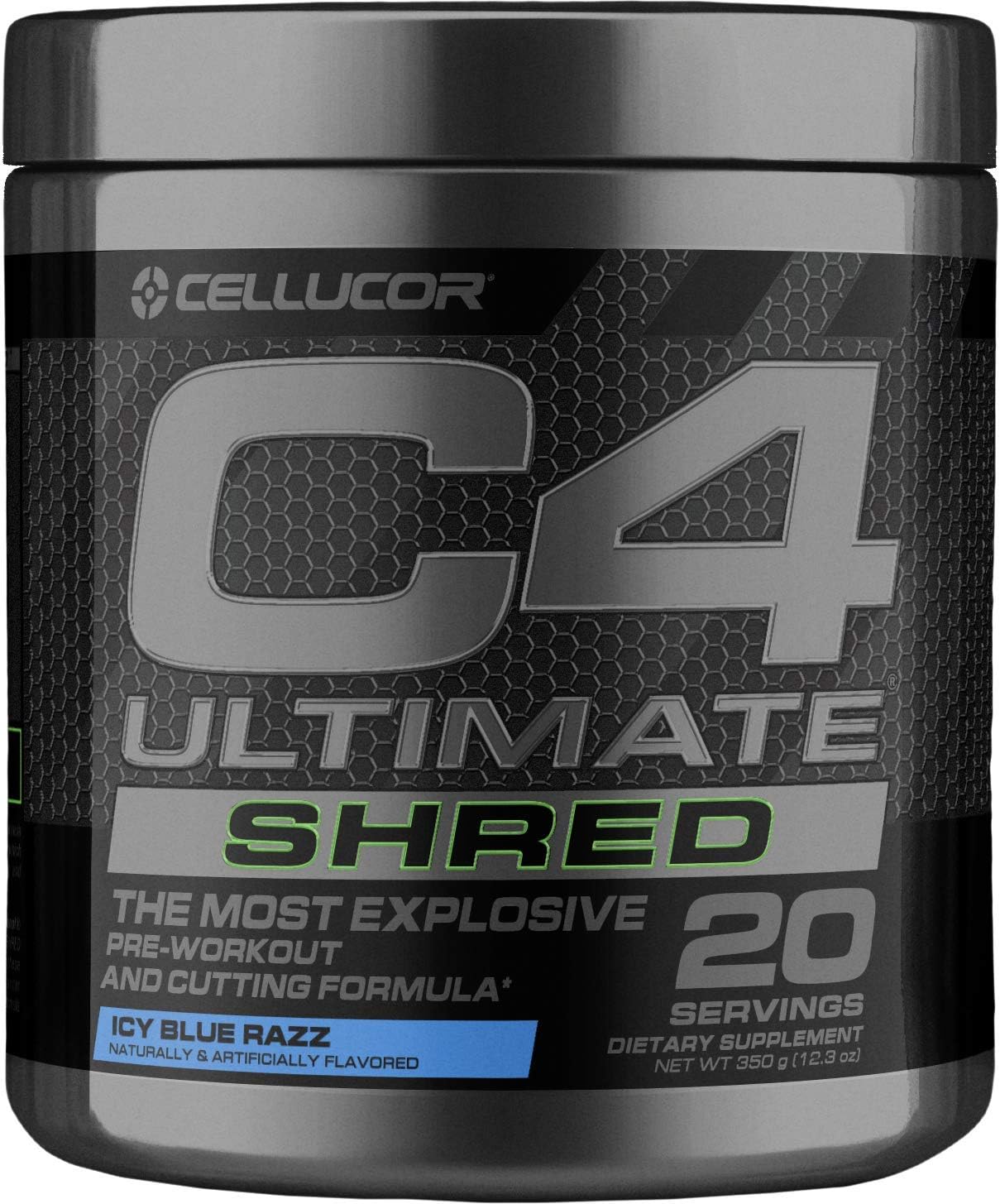 Cellucor C4 Ultimate Shred Pre Workout Powder, Fat Burner for Men & Women, Weight Loss Supplement with Ginger Root Extract, Icy Blue Razz, 20 Servings: Health & Personal Care