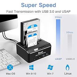 ikuai SATA to USB 3.0 Dual Bay Hard Drive Dock for
