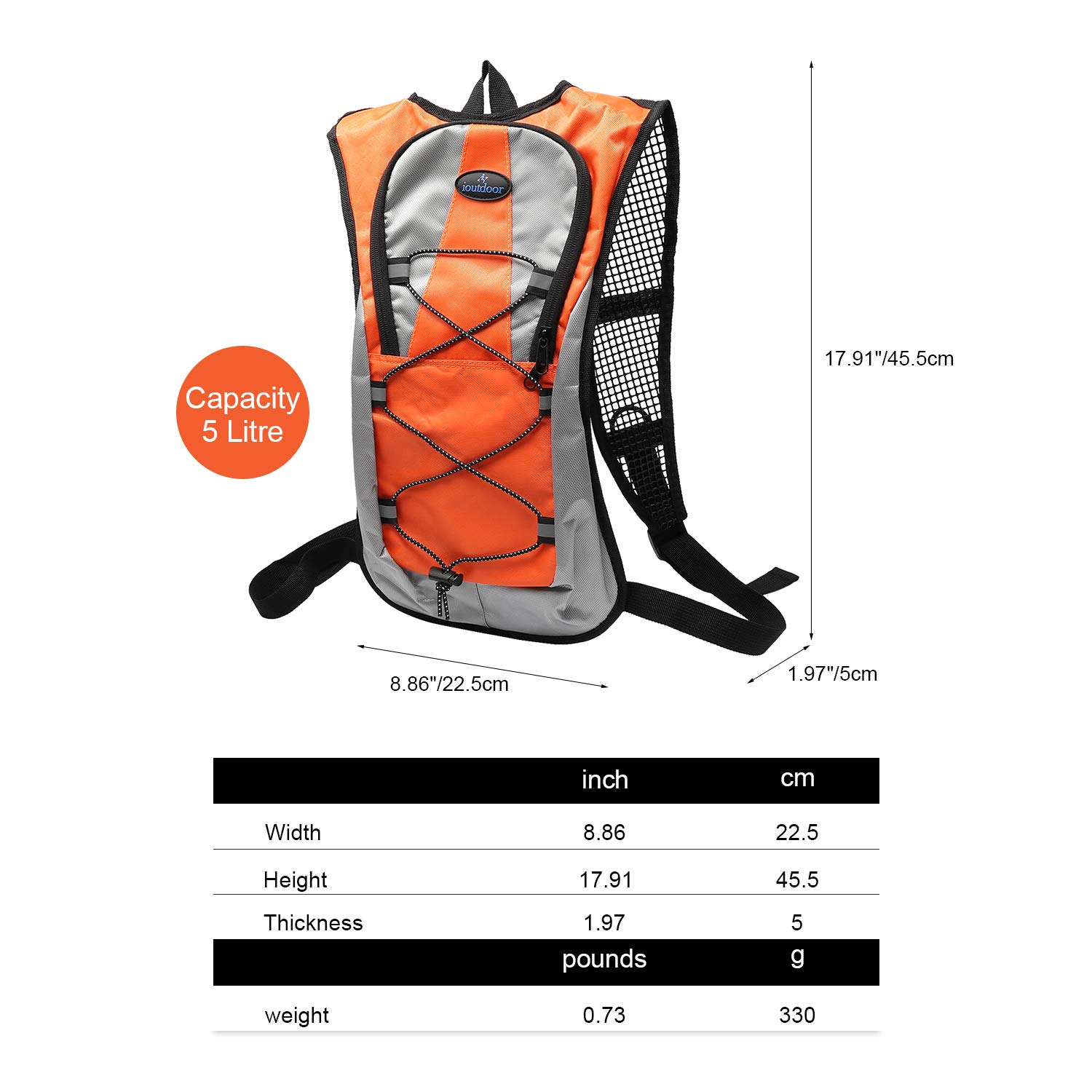 iOutdoor Products Zaini per Ciclismo Zaini Sportivi 5L Zaino della Spalla Resistente all\'Acqua Traspirante Ultraleggero Alpinismo Viaggi