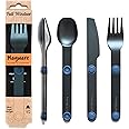 FULL WINDSOR - MAGWARE Magnetic Camping Cutlery Set - Travel Utensils for Camping, Cooking, and Outdoor Dining - Knife, Fork & Spoon - Portable Silverware with Pouch - Blue (3 PCS)