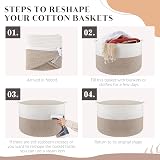 Maliton Large Cotton Rope Storage Basket 55x35cm 68L White Brown view 8