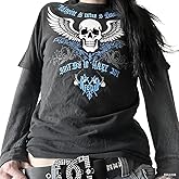 Y2k Grunge Shirts Fairy Gothic Tops Women Vintage Aesthetic Graphic Baggy Tees 90s E Girls Emo Top Harajuku Clothes