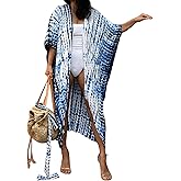 Moss Rose Women Summer Kimono Cardigan Kaftan Cover up Bathing Suit Maxi Beach Vacation Clothes with Belt