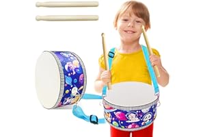 BLVOCHNNT 8 Inch Kid Wooden Drum Set,Cute Sensory Educational Musical Instrument Toy with Adjustable Strap,2 Drumsticks for Toddler,Baby Girls Boys