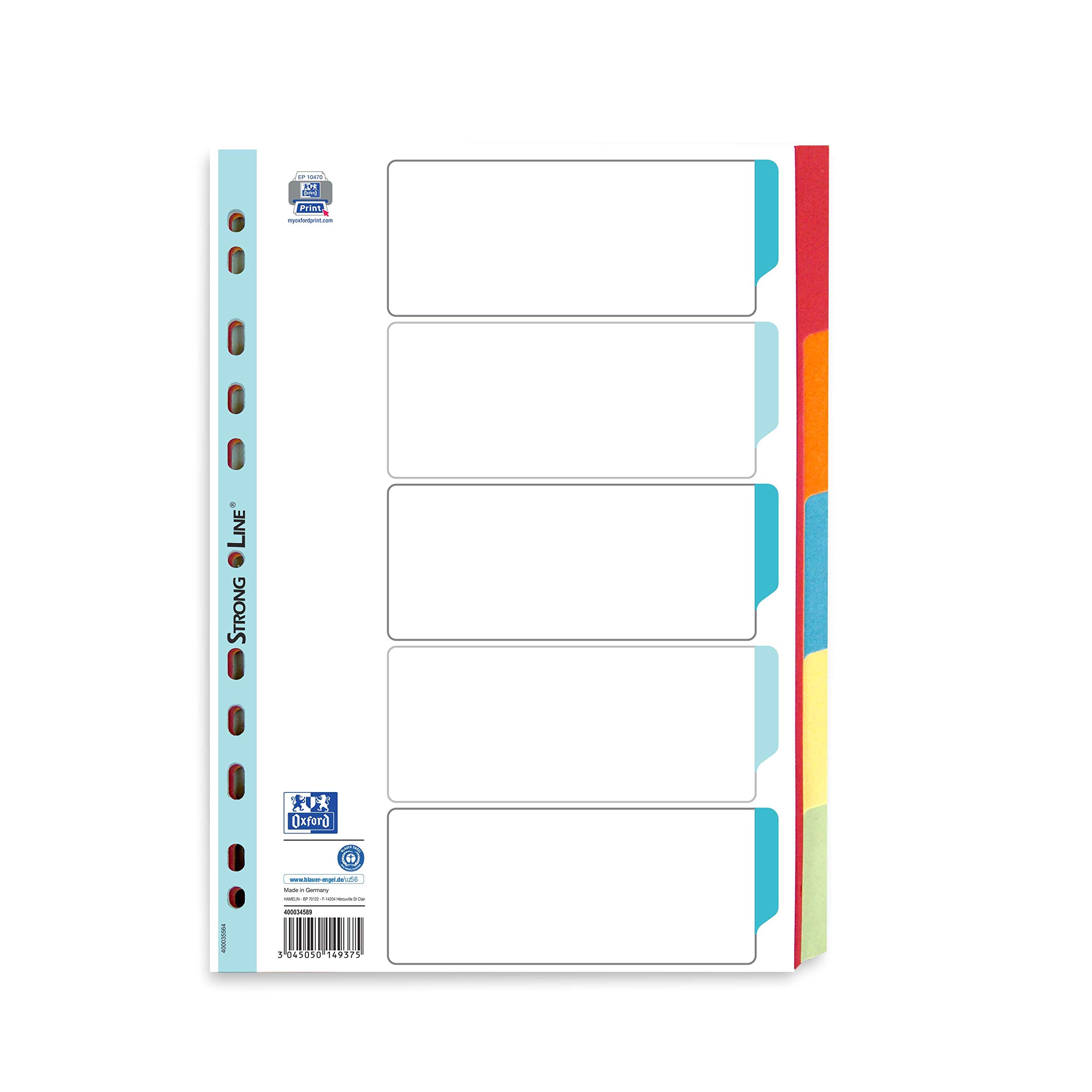 Elba Card Divider Set Strong Line Blank, 5 Sheets 1 Register