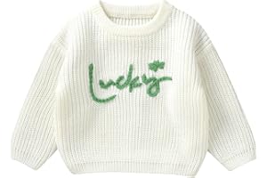 Amiblvowa Toddler Infant Baby Girl Boy Knit Sweater Oversized Long Sleeve Embroidered Sweaters Easter Day Outfit Clothes