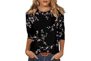 UJAKEL 3/4 Length Sleeve Womens Tops Casual Loose Fit T Shirts Cute Three Quarter Length Tunic Tops Ladies Tops and Blouses