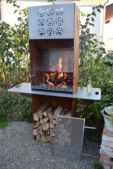 Acero Corten Acero exterior Barbacoa/chimenea para exteriores: Amazon