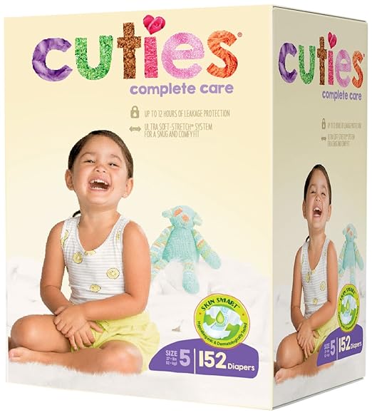 Cuties Complete Care Baby Diapers, Size 5, 152 Count