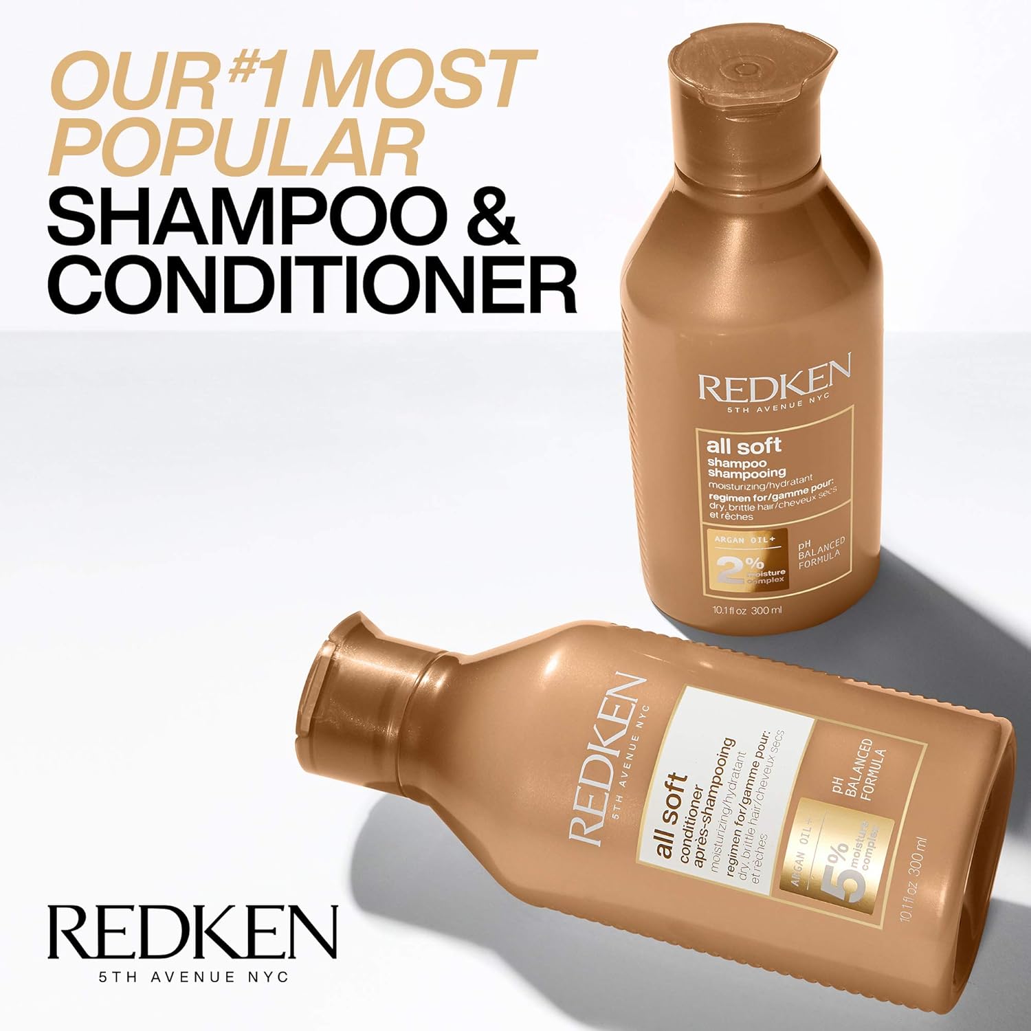 Redken All Soft Shampoo | For Dry/Brittle Hair | Provides Intense Softness and Shine | With Argan Oil | 33.8 Fl Oz | Packaging May Vary: Premium Beauty