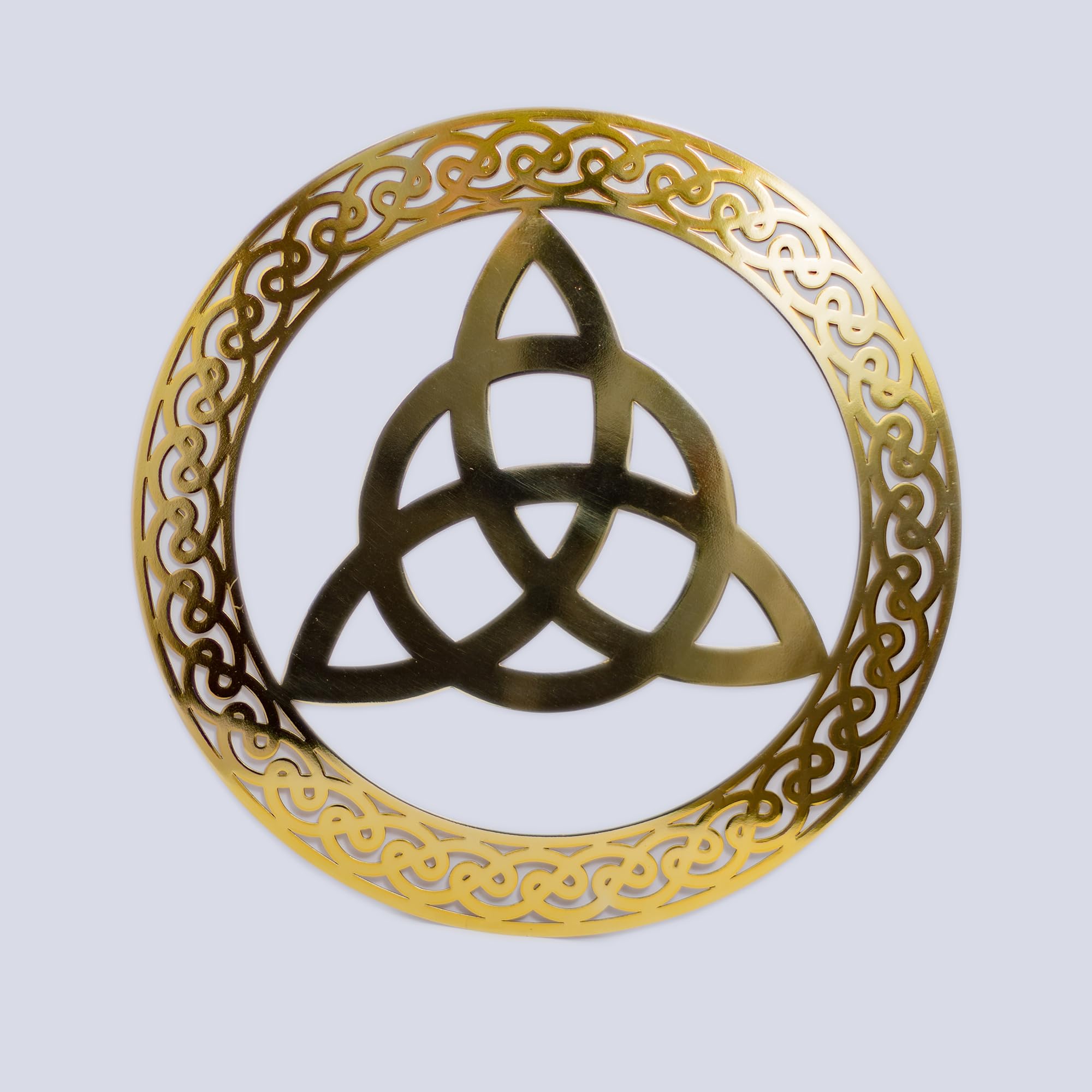 Exclusively Irish Trinity Knot Round-Shaped Wall Hang (Polished Brass)