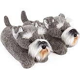 Everberry Schnauzer Slippers for Women and Men - Fuzzy Plush Dog Slippers for Adults