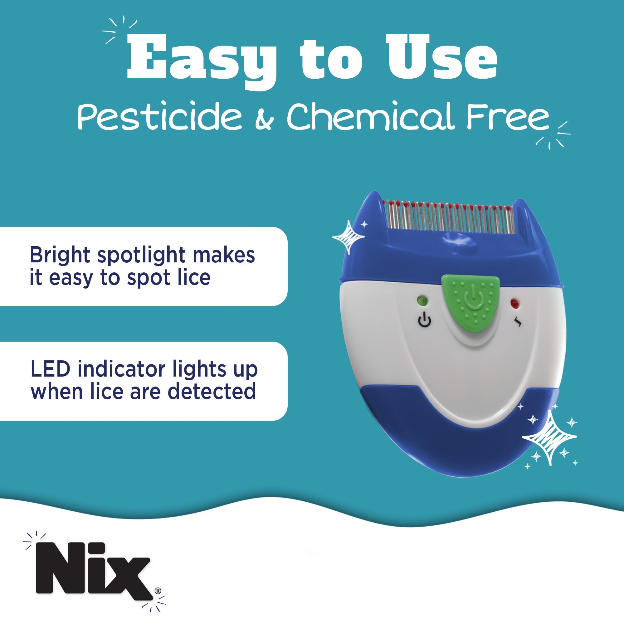 Nix Electronic Lice Comb, Effective Lice Treatment without Pesticides or Chemicals, 1 Count
