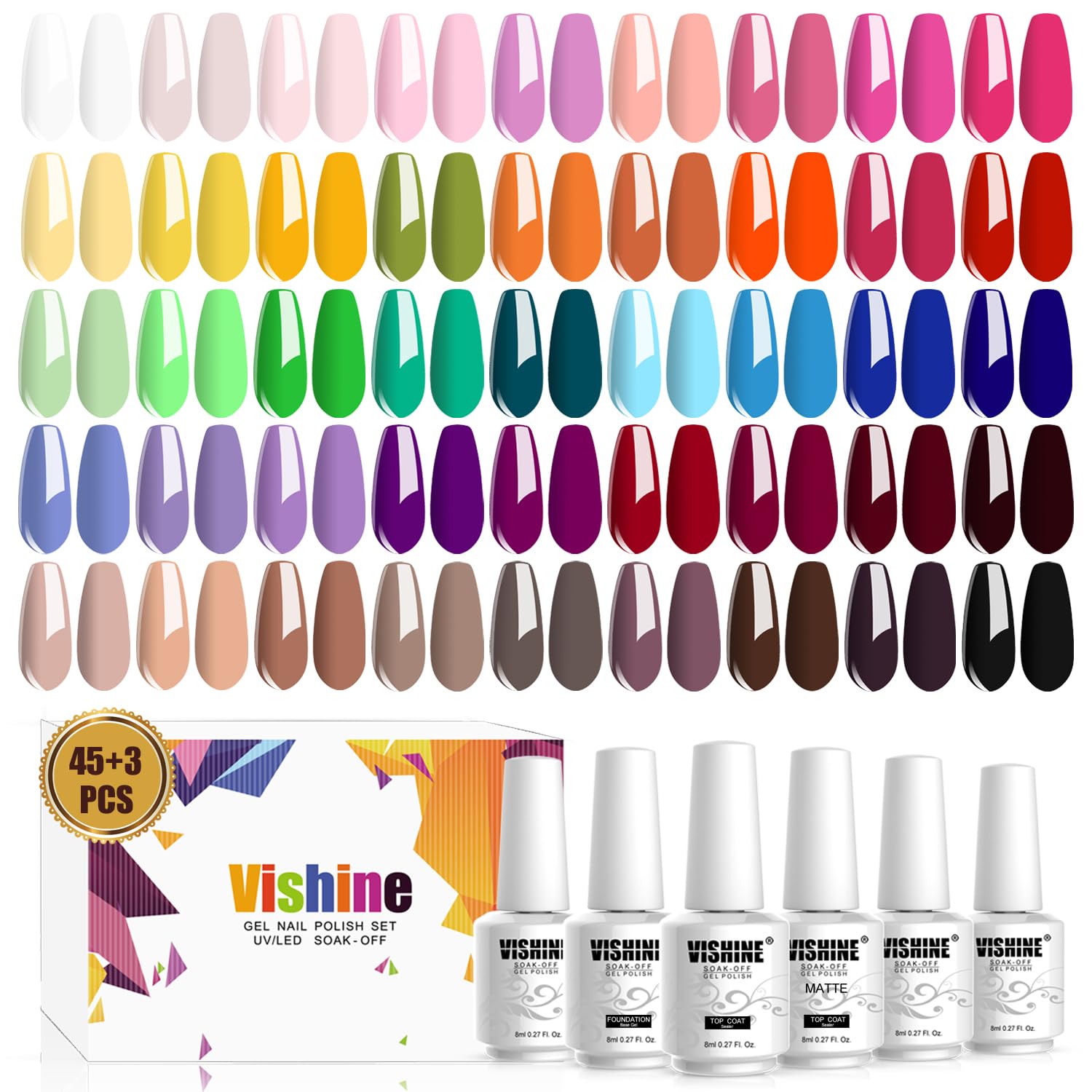 Vishine Gel Nail Polish Set - 10 Color Gel Nail Polish & 2 Color Changing Nail Polish Temperature Change Color, 12 PCS Soak Off Gel Nail Varnish Starter Manicure Kit 8ml