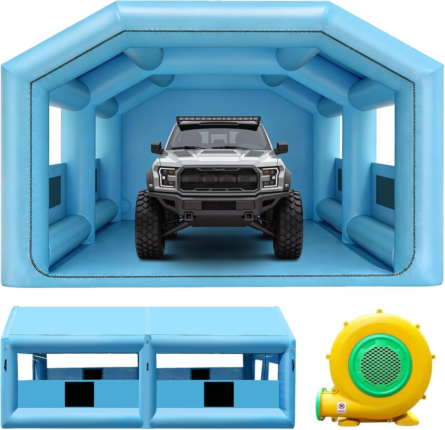 Photo 1 of Inflatable Paint Booth for Car 20x13x9FT Portable Spray Booth Tent with 750W + 370W Dual Blowers Air Filter System for DIY Spray Car Truck Motorcycle Garage Furniture Part Painting