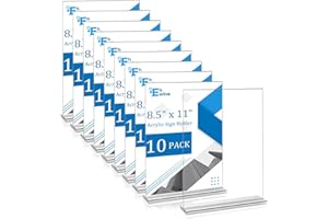 EHWINE 10 Pack 8.5 x 11 Acrylic Sign Holder, Clear Signs Display Holder Double-Sided Stand up Table Top Sign Holders Flyer Stand Frames Suitable for Office Business Store Hotels Party(Provide Non-slip Mats)