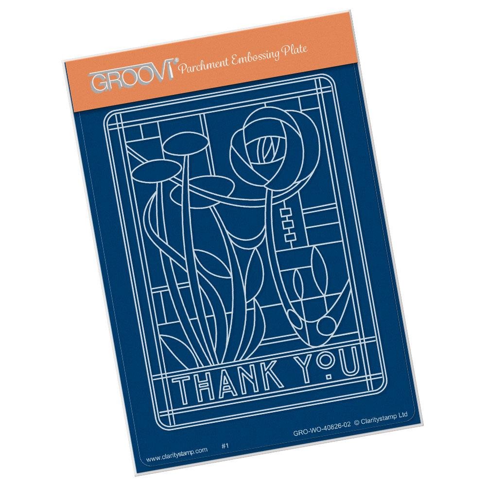 Clarity Stamps Art Nouveau Thank You A6 Groovi Plate Amazon.co.uk