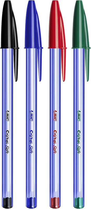 Cristal Soft Stylos-Bille Pointe Moyenne (1,2 mm) - Écriture Douce et Fluide - Bleu, Boîte carton de 10