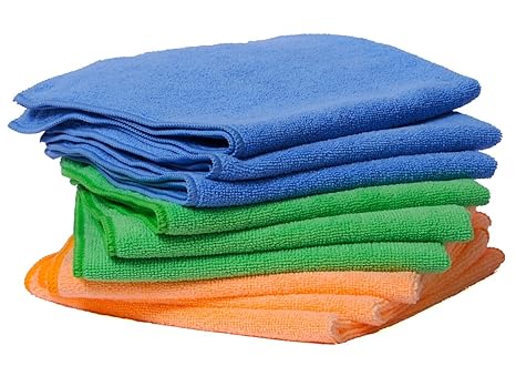 FloKa69® Mikrofaser Putztücher Set I 9 Premium Geschirrtücher Blau Grün Orange 40x40 cm 300gsm I Autoscheiben Putztücher für 