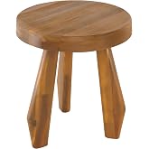 JONATHAN Y Terra 15" Rustic Round Acacia Wood Accent Stool, Natural | Indoor Outdoor Side Table, Plant Stand, 352 lbs Weight Capacity, Tripod Design, Farmhouse Decor, Concave Seat