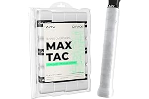 ADV TENNIS ADV MaxTac Tacky Tennis Overgrip - 12 Pack Extremely Sticky Non-Slip Tennis Grips Overgrip - Razor-Thin & Easy to Use Pro Tennis Racquet Grip Tape, White
