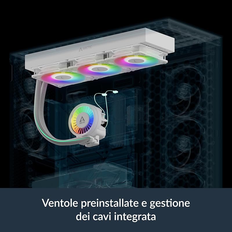 Liquid Freezer III Pro 360 A-RGB (white) - Dissipatore AIO CPU, 3 x 120 mm Raffreddamento a Liquido, Radiatore 38 mm, Pompa PWM, Ventola VRM, AM5/AM4, Intel LGA1851/1700 Telaio di Contatto -