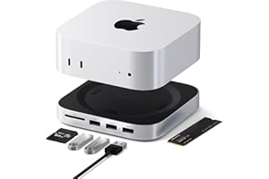 Satechi Mac mini M4 Hub & Stand with NVMe SSD Enclosure, Mac mini M4 Dock with 2xUSB A Up to 10Gbps, USB A Data Port, SD Card