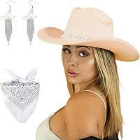 RWYBEIW Cowgirl Cowboy Hat Women Men Vintage Wide Brim  display picture 2
